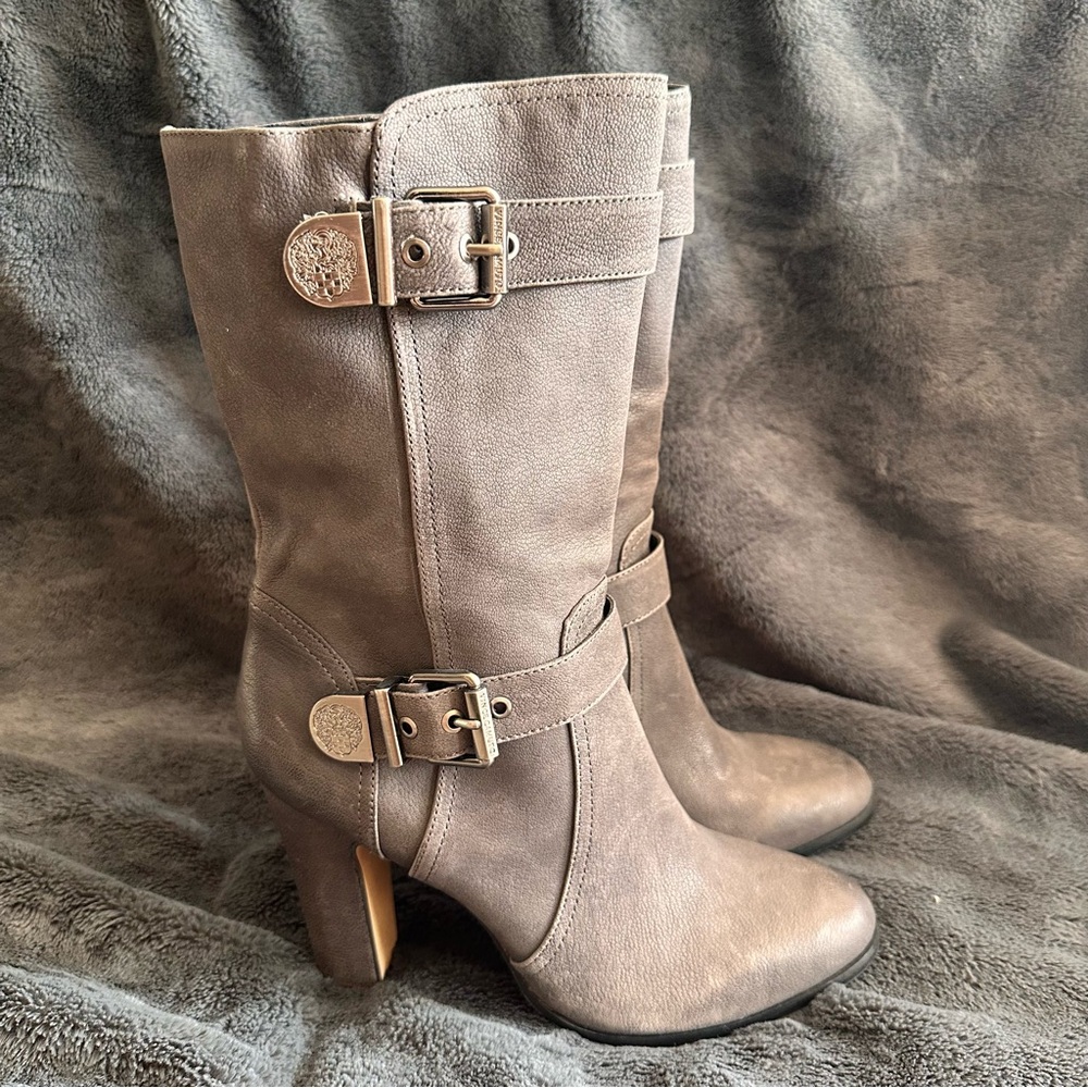 Vince Camuto grey heeled boots